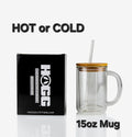 Glass 15 oz Mug w Glitter Handle