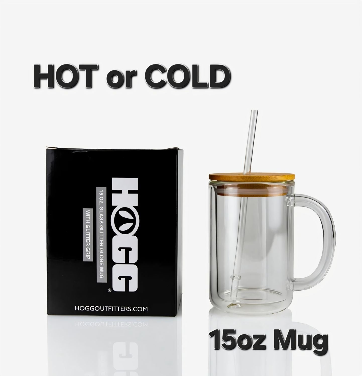 Glass 15 oz Mug w Glitter Handle